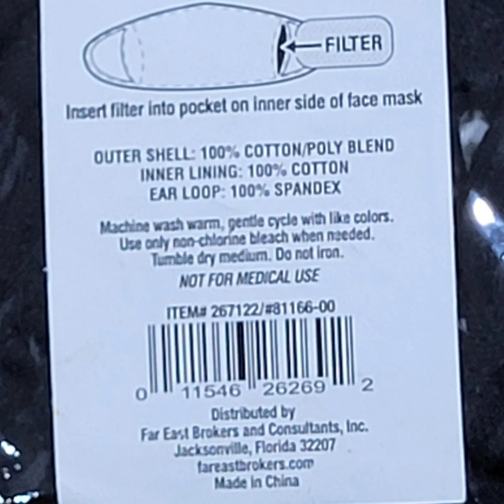 2 Layer Reusable Non-medical Face Mask w/ Filter Pocket (2 Pack) Black